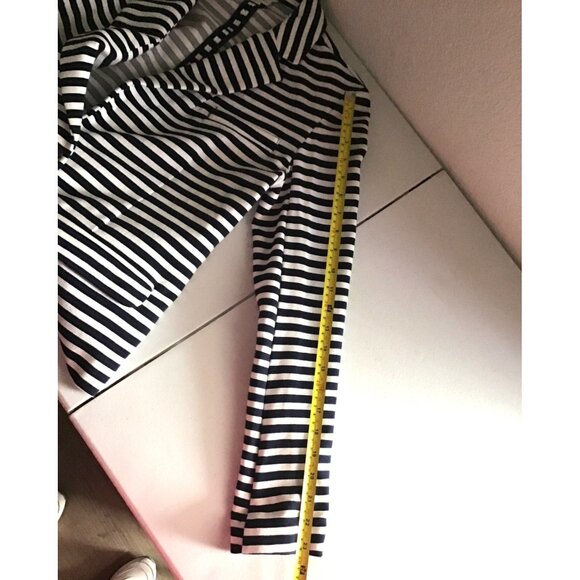 MERONA- WOMENS STRIPE WHITE/NAVY BLAZER ONE BUTTON CLOSURE SIZE MEDIUM - Picture 4 of 7